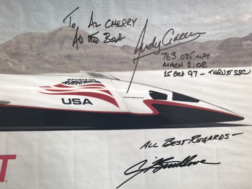 ANDY GREEN AUTOGRAPHED CRAIG BREEDLOVE POSTER LAND SPEED RECORD SOUND BARRIER - arustocracy