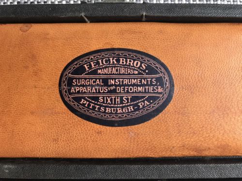ANTIQUE FEICK BROS SURGICAL URETHRAL SOUNDS EQUIPMENT LEATHER CASE C. 1890 - arustocracy