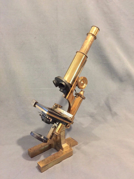 ROSS LONDON 8114 COMPOUND MICROSCOPE COPPER & BRASS FINISH C. 1900 NO OBJECTIVES - arustocracy