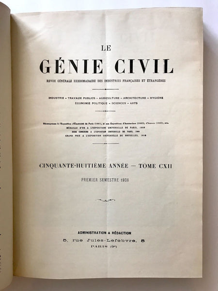 LE GENIE CIVIL FRENCH ENGINEERING MAGAZINE TWO BOUND VOLUMES 1937 1938 - arustocracy