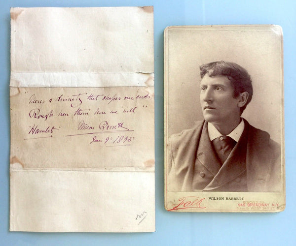 NOTE AUTOGRAPHED SIGNED WILSON BARRETT & CABINET CARD & OBITUARY CLIPPING - arustocracy