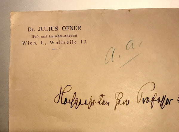 JULIUS OFNER (1845-1924) AUSTRIAN SOCIALIST LAWYER PHILOSOPHER SIGNED LETTER ALS - arustocracy