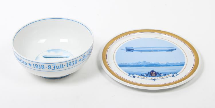 RARE GRAF ZEPPELIN PLATE AND BOWL BY HEINRICH & CO. BAVARIA