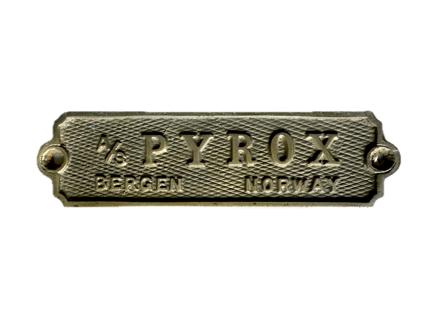 ANTIQUE PYROX A/S BERGEN NORWAY CAST BRONZE PLAQUE NAMEPLATE