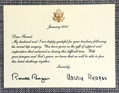 OFFICIAL WHITE HOUSE CARD SENT BY RONALD AND NANCY REAGAN FOLLOWING HIP SURGERY - arustocracy