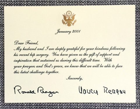 OFFICIAL WHITE HOUSE CARD SENT BY RONALD AND NANCY REAGAN FOLLOWING HIP SURGERY - arustocracy