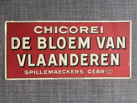 ANTIQUE EMBOSSED TIN DUTCH ADVERTISING SIGN CHICORY COFFEE 1910 - arustocracy