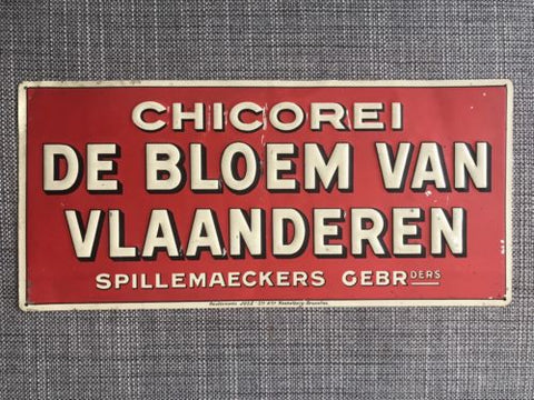 ANTIQUE EMBOSSED TIN DUTCH ADVERTISING SIGN CHICORY COFFEE 1910 - arustocracy