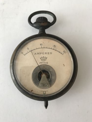 Vintage Pocket French Meter Ammeter Amperes Pocket Watch Design - arustocracy