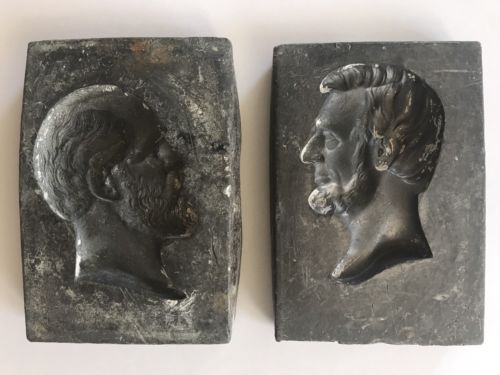 ABRAHAM LINCOLN & U.S. GRANT CIVIL WAR ERA LEAD MOLDS FOR MAKING CAMEOS PLAQUES - arustocracy