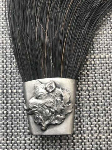 ANTIQUE GERMAN BAVARIAN REAL BOAR'S HAIR HAT PIN / BROOCH W/ BOAR - arustocracy