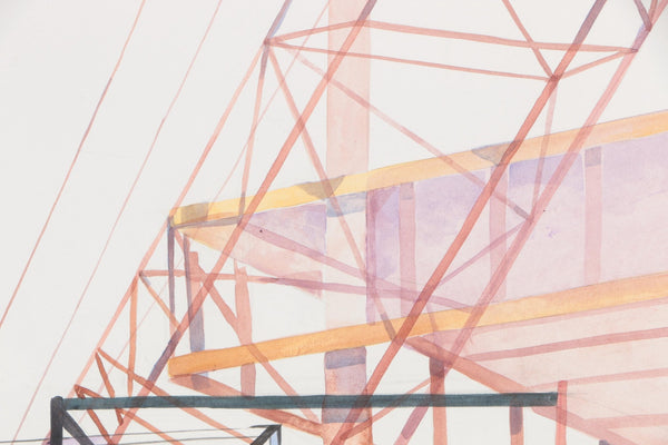 ORIGINAL WATERCOLOR PAINTING SKYSCRAPER AND CRANE CONSTRUCTION - arustocracy