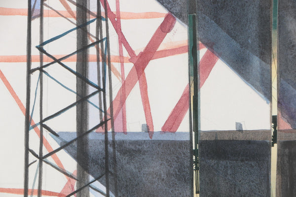 ORIGINAL WATERCOLOR PAINTING SKYSCRAPER AND CRANE CONSTRUCTION - arustocracy