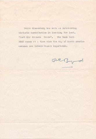 ADMIRAL RICHARD E. BYRD TYPED SIGNED LETTER AUTOGRAPHED SIGNATURE AUTOGRAPH 1938 - arustocracy