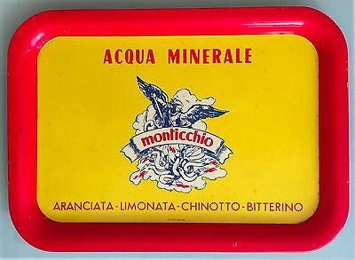VINTAGE MONTICCHIO ITALIAN ACQUA MINERALE MINERAL WATER SODA LITHOGRAPH TRAY - arustocracy