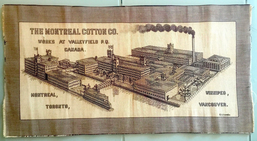 C. 1920 MONTREAL COTTON COMPANY WOVEN EMBROIDERED VALLEYFIELD WORKS - arustocracy