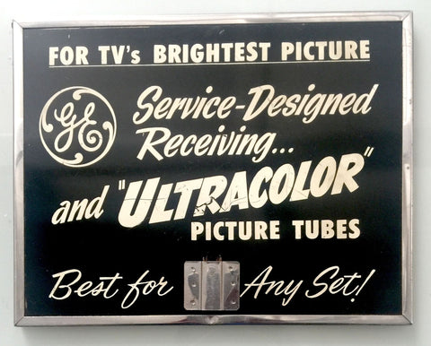 VINTAGE GE ULTRACOLOR TV TELEVISION PICTURE TUBES METAL ADVERTISING SIGN DISPLAY - arustocracy