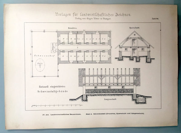 RARE GERMAN 1885 "TEMPLATES FOR AGRICULTURAL DRAWING" 33 ENGRAVED PLATES G. HEID - arustocracy