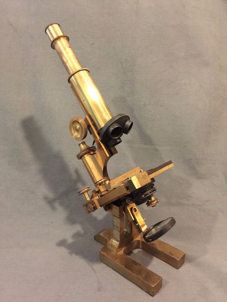 ROSS LONDON 8114 COMPOUND MICROSCOPE COPPER & BRASS FINISH C. 1900 NO OBJECTIVES - arustocracy