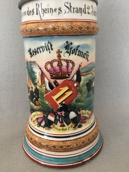 ANTIQUE IMPERIAL GERMAN (HESSIAN) ARMY MILITARY REGIMENTAL BEER STEIN 1900 - arustocracy