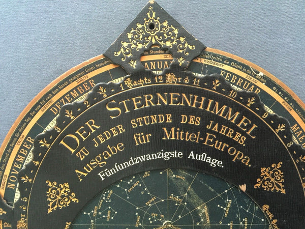 BEAUTIFUL ROTATING CELESTIAL STAR MAP GERMAN C. 1890 - 1910 DER STERNENHIMMEL - arustocracy