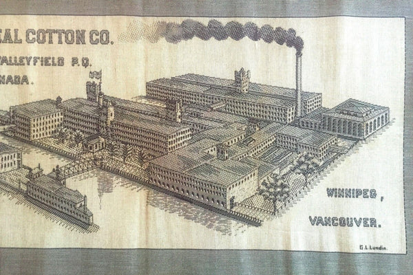 C. 1920 MONTREAL COTTON COMPANY WOVEN EMBROIDERED VALLEYFIELD WORKS - arustocracy