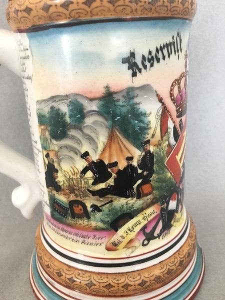ANTIQUE IMPERIAL GERMAN (HESSIAN) ARMY MILITARY REGIMENTAL BEER STEIN 1900 - arustocracy