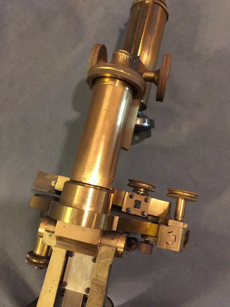 ROSS LONDON 8114 COMPOUND MICROSCOPE COPPER & BRASS FINISH C. 1900 NO OBJECTIVES - arustocracy