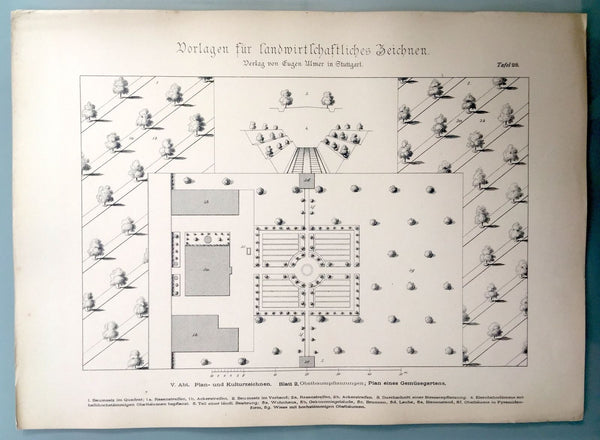 RARE GERMAN 1885 "TEMPLATES FOR AGRICULTURAL DRAWING" 33 ENGRAVED PLATES G. HEID - arustocracy