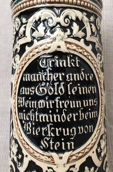 ANTIQUE 2L GERMAN BEER STEIN 1282 J C.1880S HB HOFBRAUHAUS - arustocracy