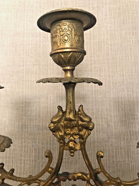 PAIR ANTIQUE FRENCH PAIR OF GILT BRONZE CANDELABRA CANDLESTICKS LOUIS XVI STYLE - arustocracy