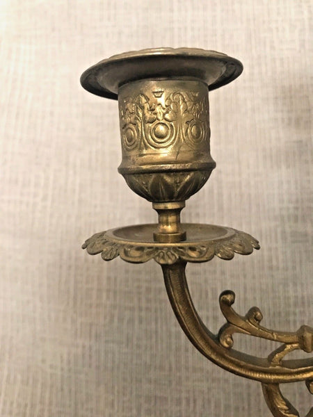 PAIR ANTIQUE FRENCH PAIR OF GILT BRONZE CANDELABRA CANDLESTICKS LOUIS XVI STYLE - arustocracy