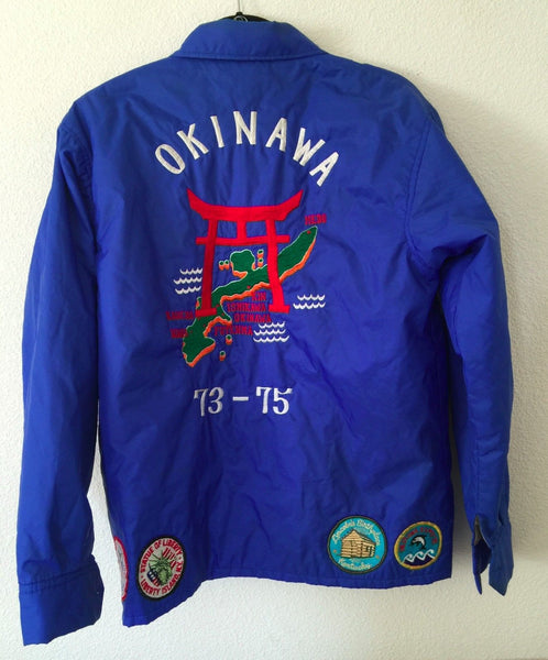 VINTAGE OKINAWA TOUR JACKET 1973 TO 1975 HAND EMBROIDERED MAP OF JAPAN L TOGUCHI - arustocracy