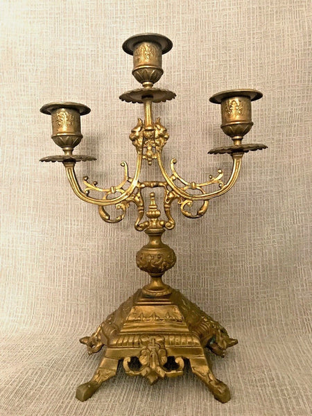 PAIR ANTIQUE FRENCH PAIR OF GILT BRONZE CANDELABRA CANDLESTICKS LOUIS XVI STYLE - arustocracy