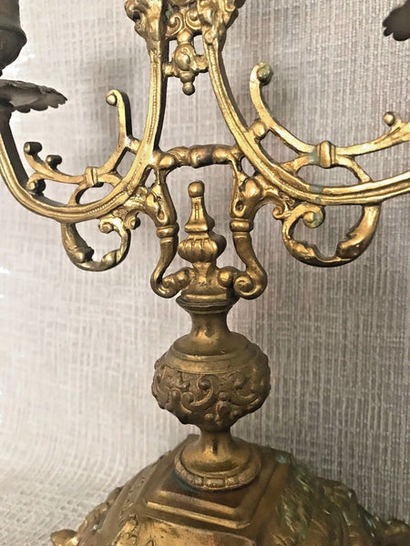 PAIR ANTIQUE FRENCH PAIR OF GILT BRONZE CANDELABRA CANDLESTICKS LOUIS XVI STYLE - arustocracy