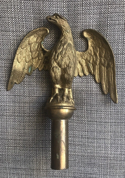 LARGE ANTIQUE GILT BRONZE EAGLE ARCHITECTURAL FLAG POLE TOPPER FINIAL - arustocracy