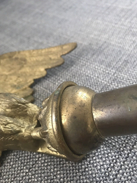 LARGE ANTIQUE GILT BRONZE EAGLE ARCHITECTURAL FLAG POLE TOPPER FINIAL - arustocracy