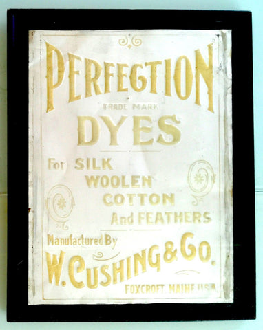 ANTIQUE PERFECTION DYES EMBOSSED LITHOGRAPHED TIN SIGN C. 1890 - arustocracy