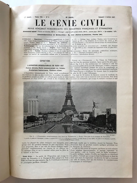 LE GENIE CIVIL FRENCH ENGINEERING MAGAZINE TWO BOUND VOLUMES 1937 1938 - arustocracy