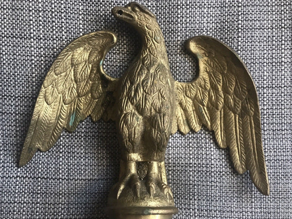 LARGE ANTIQUE GILT BRONZE EAGLE ARCHITECTURAL FLAG POLE TOPPER FINIAL - arustocracy