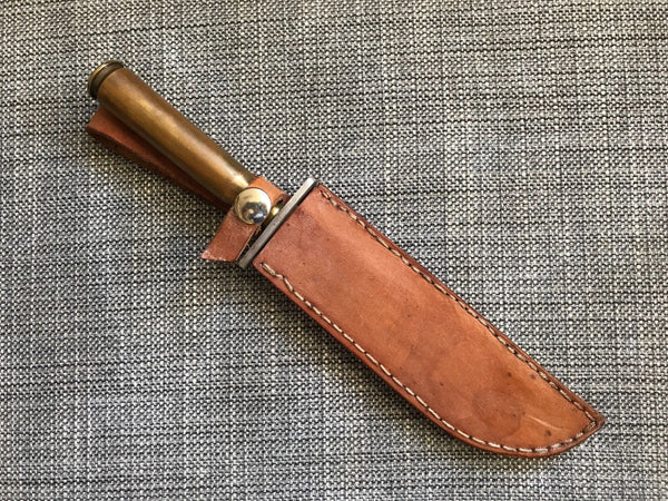 WWII Trench Art Brass .50 CAL Casing Handle Knife 9 7/8" Long - arustocracy