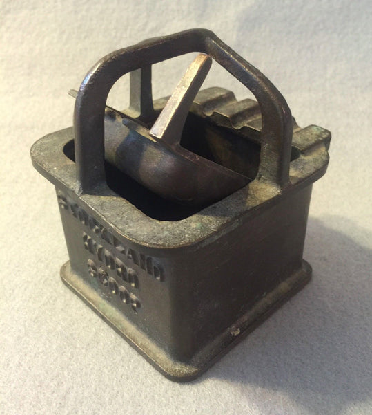 VINTAGE SALESMAN SAMPLE ASHTRAY CONSTRUCTION SCOOP DIRT SCRAPER TILTS BRONZE - arustocracy