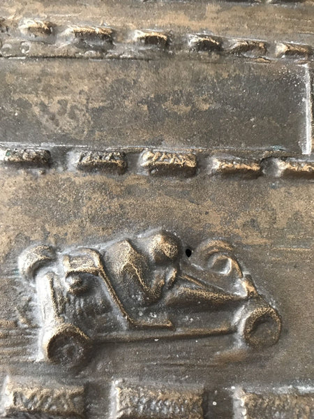 Vintage 1950s Italian Bronze Auto Rally Plaque Signed - Possibly Mille Miglia - arustocracy