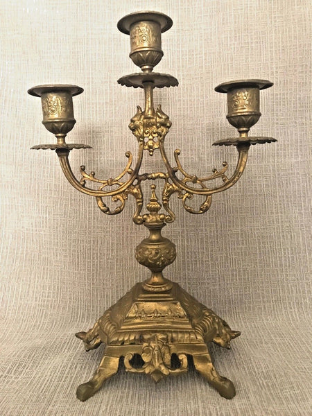 PAIR ANTIQUE FRENCH PAIR OF GILT BRONZE CANDELABRA CANDLESTICKS LOUIS XVI STYLE - arustocracy