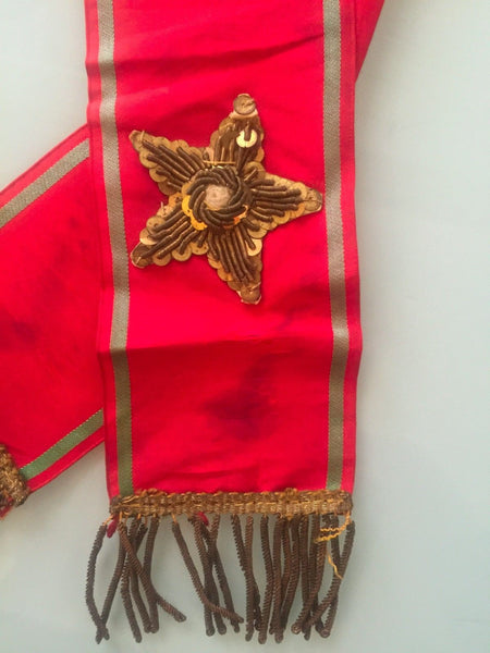 ANTIQUE SILK JACQUARD EMBROIDERED ORDER OF FORESTERS SILK SASH STEVENS GRAPH - arustocracy