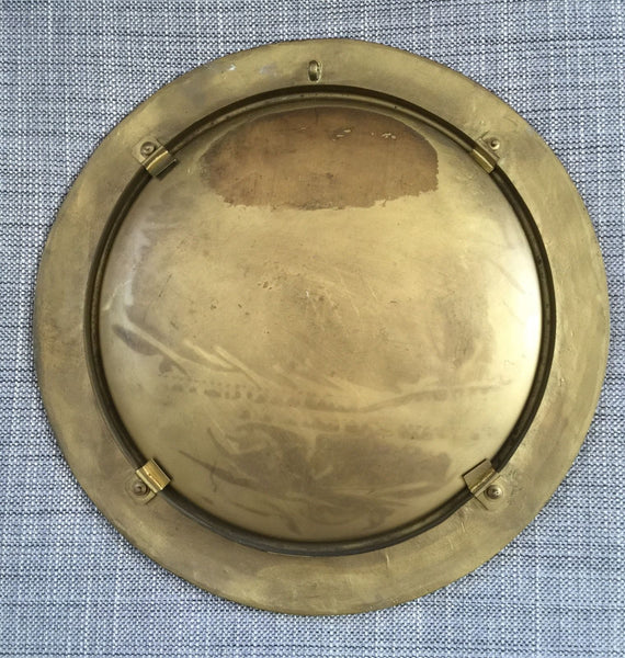 MID-19TH CENTURY ENGLISH BRASS CABINET PLATE HAND PAINTED LANDSCAPE - arustocracy