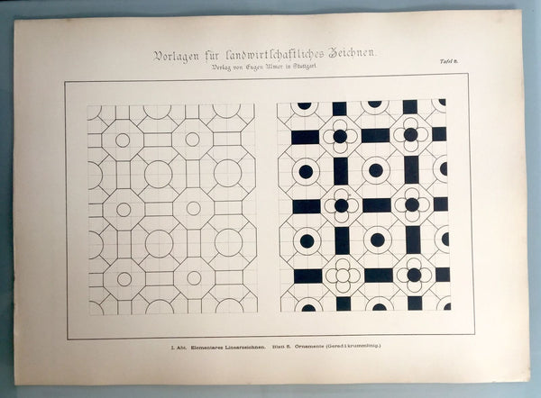RARE GERMAN 1885 "TEMPLATES FOR AGRICULTURAL DRAWING" 33 ENGRAVED PLATES G. HEID - arustocracy