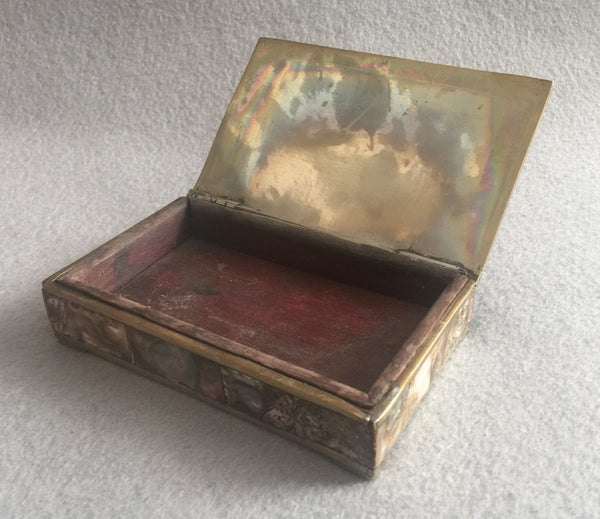 VINTAGE ALPACA ABALONE MEXICO INLAID TRINKET BOX OR CIGARETTE CASE 1950S - arustocracy