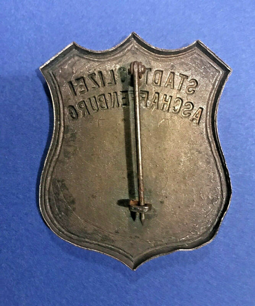 Obsolete German Police Badge Stadtpolizei Aschaffenburg 1948 - 1968 Type - arustocracy