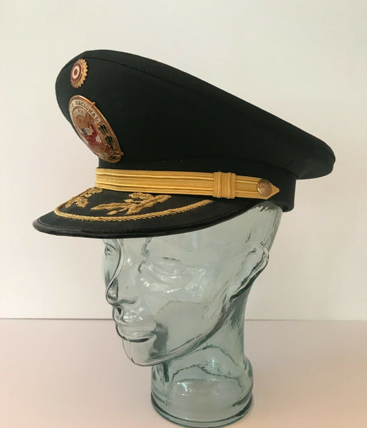 OBSOLETE PERUVIAN NATIONAL POLICE UNIFORM HAT WITH ENAMEL BADGE